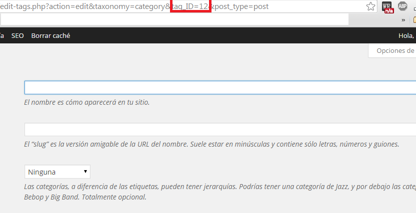 id categoria wordpress
